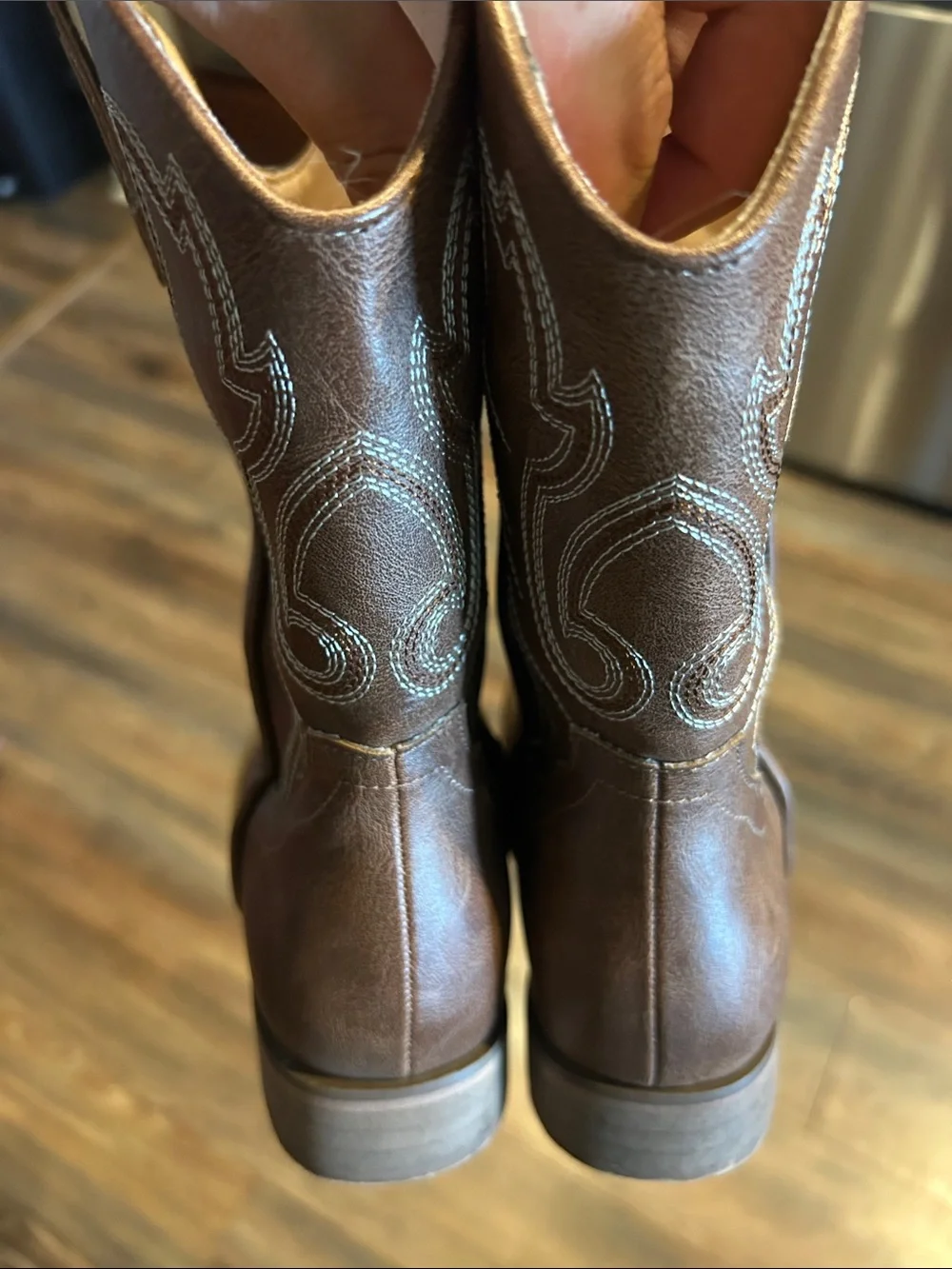 Motasha Boy’s/Girl’s Brown Western Cowboy Boots - Classic Stitch Detail